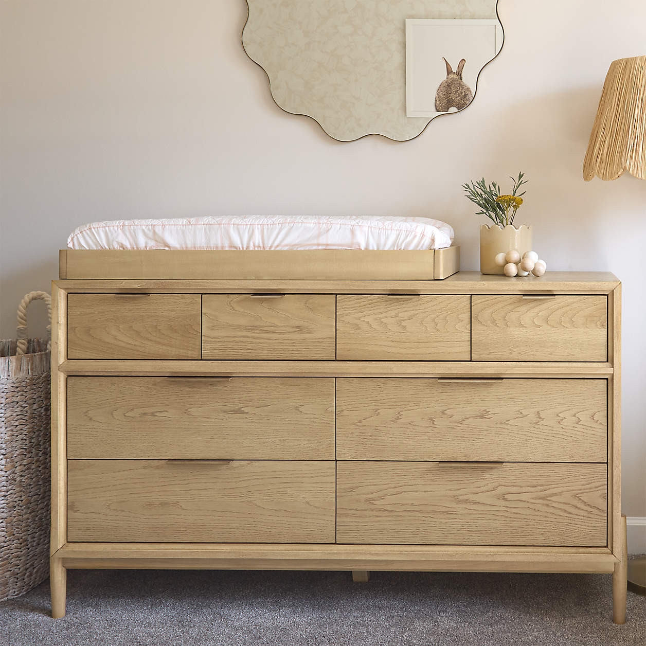 Bodie 54" Natural Oak Wood Wide 8-Drawer Kids Dresser + Reviews | Crate & Kids | Crate & Barrel