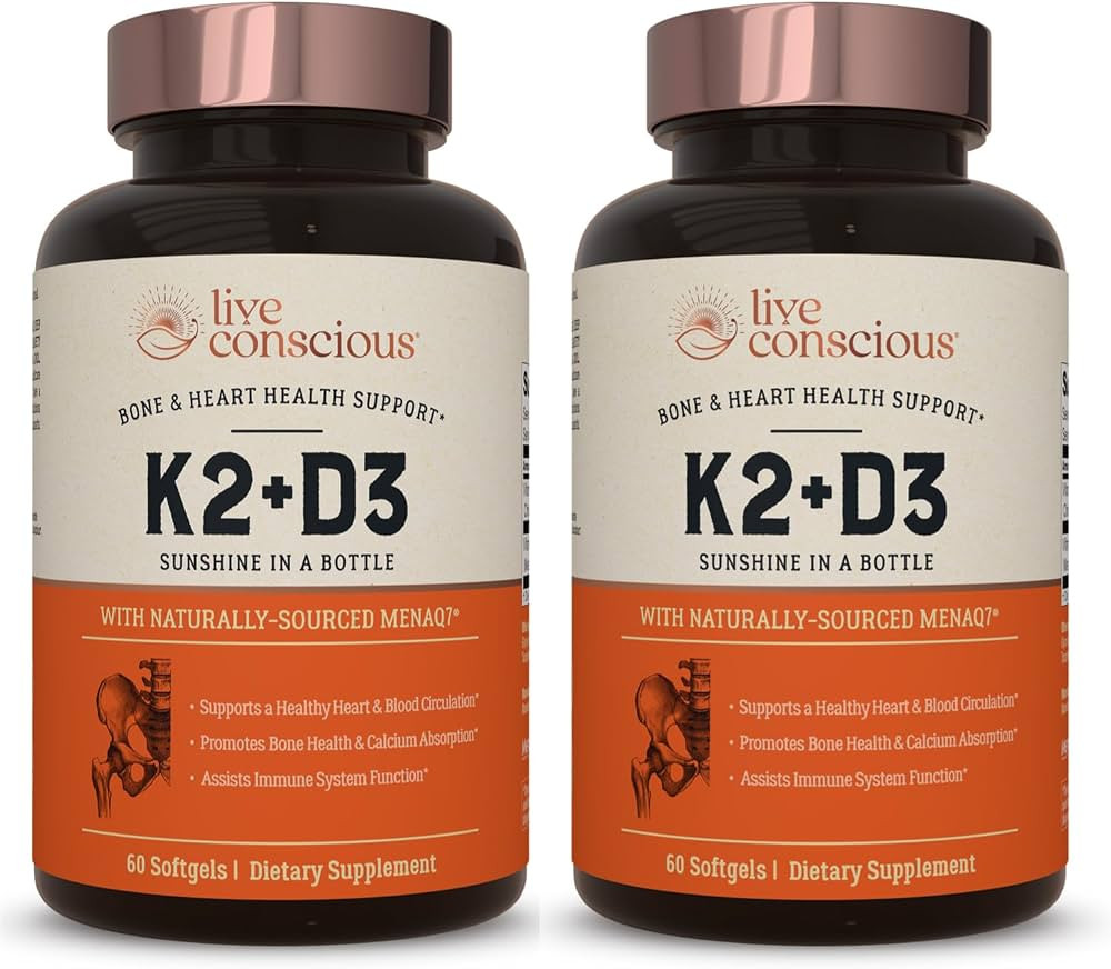 Live Conscious Vitamin K2 MK7 with D3 Supplement | Bone & Heart Health Support - Patented Vitamin... | Amazon (US)