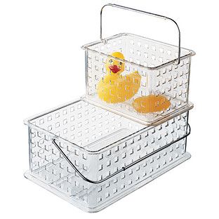 Large Grid Tote w/ Handle Clear | The Container Store