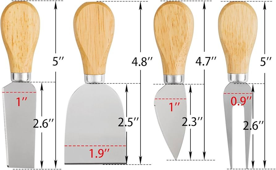 4 Cheese Knives Set - Cheese Knife,Cheese Fork,Cheese Slicer,Butter Knife - Mini Premium Stainles... | Amazon (US)