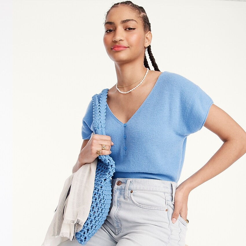 Featherweight cashmere V-neck T-shirt | J. Crew US