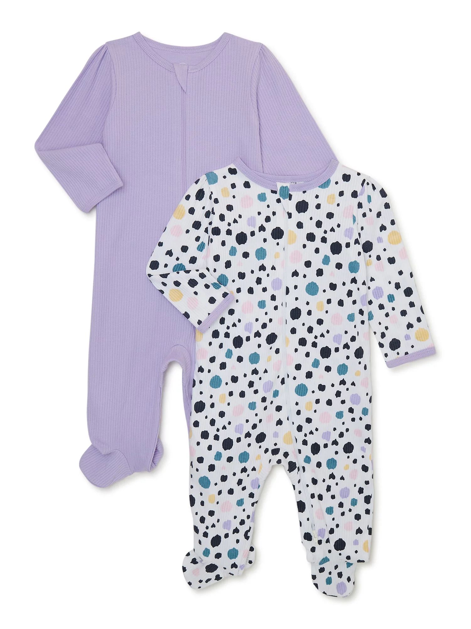 Wonder Nation Baby Girls Dot Sleep and Play, 2-Pack, Sizes 0-9 Months | Walmart (US)