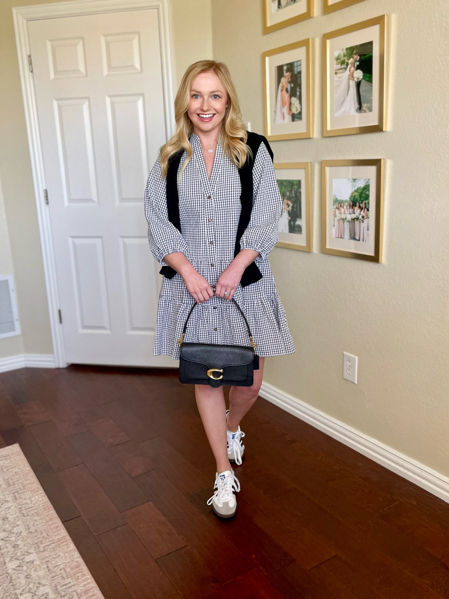 Wearing a S/M in dress | gingham dress, spring dress, shirt dress, casual dress, samba, adidas samba, spring outfit 

#LTKfindsunder100 #LTKSeasonal #LTKstyletip