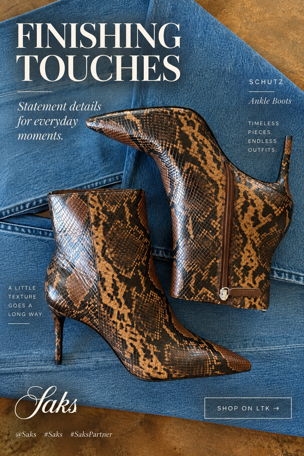 A little snakeskin never hurt anybody. 😉🤎 #SaksPartner
Proof that one statement piece can completely change an outfit. These Schutz snakeskin booties are giving classic denim exactly the amount of attitude it needed—and you know I’m always here for a pointed toe and a great heel.
Wear them with denim now, dresses later, and basically anything that needs a little extra sass this fall. 🍂
Shop my Saks fall edit right here in my LTK.
@Saks
#Saks #SaksPartner
 

 #LTKdayinmylife #LTKgrwm #LTKSeasonal