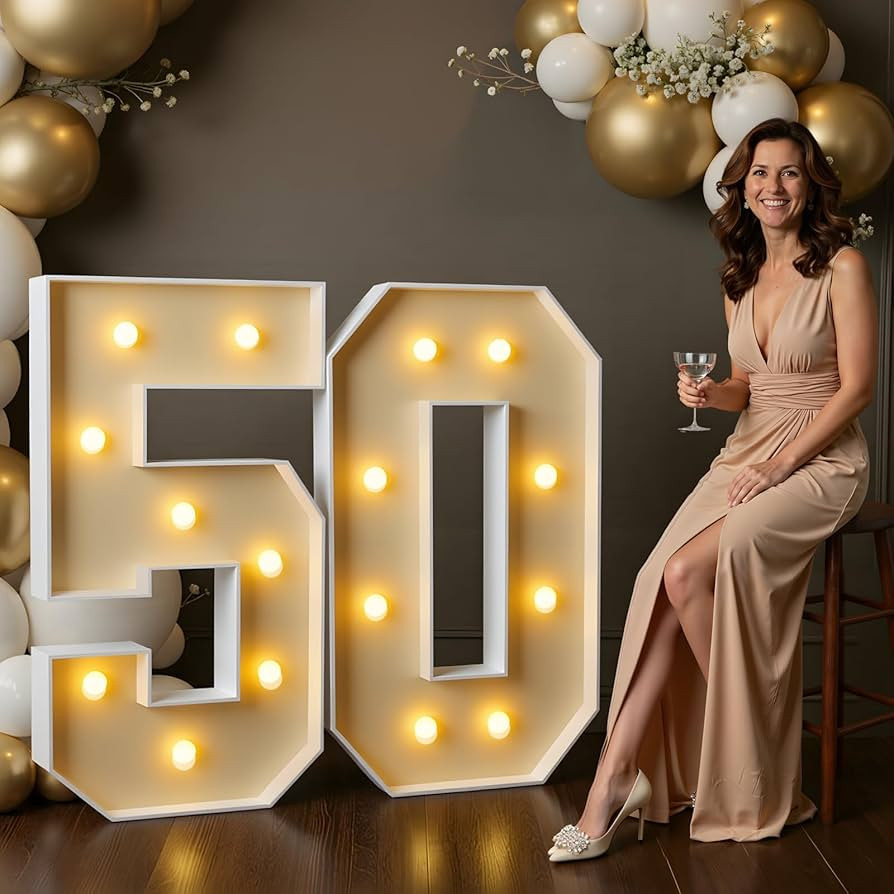50 Marquee Numbers, 3FT Light Up Numbers for 50th Birthday Decor | Amazon (US)