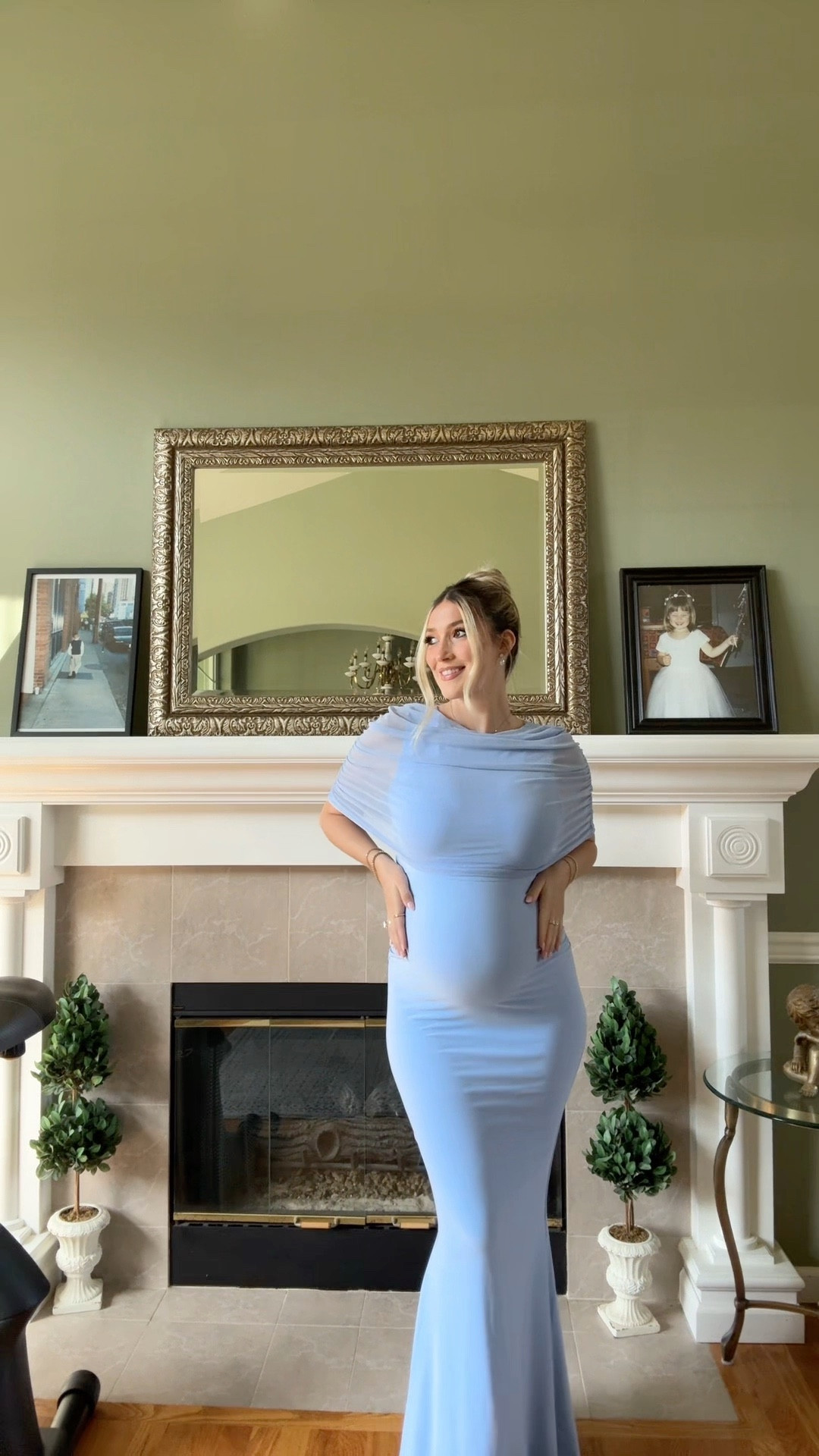 Baby Shower Outfit 🩵 Went with my usual size 4 in the dress and it fit perfect! I sized up 1 size in the Steve Madden heel and wore it for 14 hours straight - they were so comfortable!!! 

#LTKgrwm #LTKmomlife #LTKootd