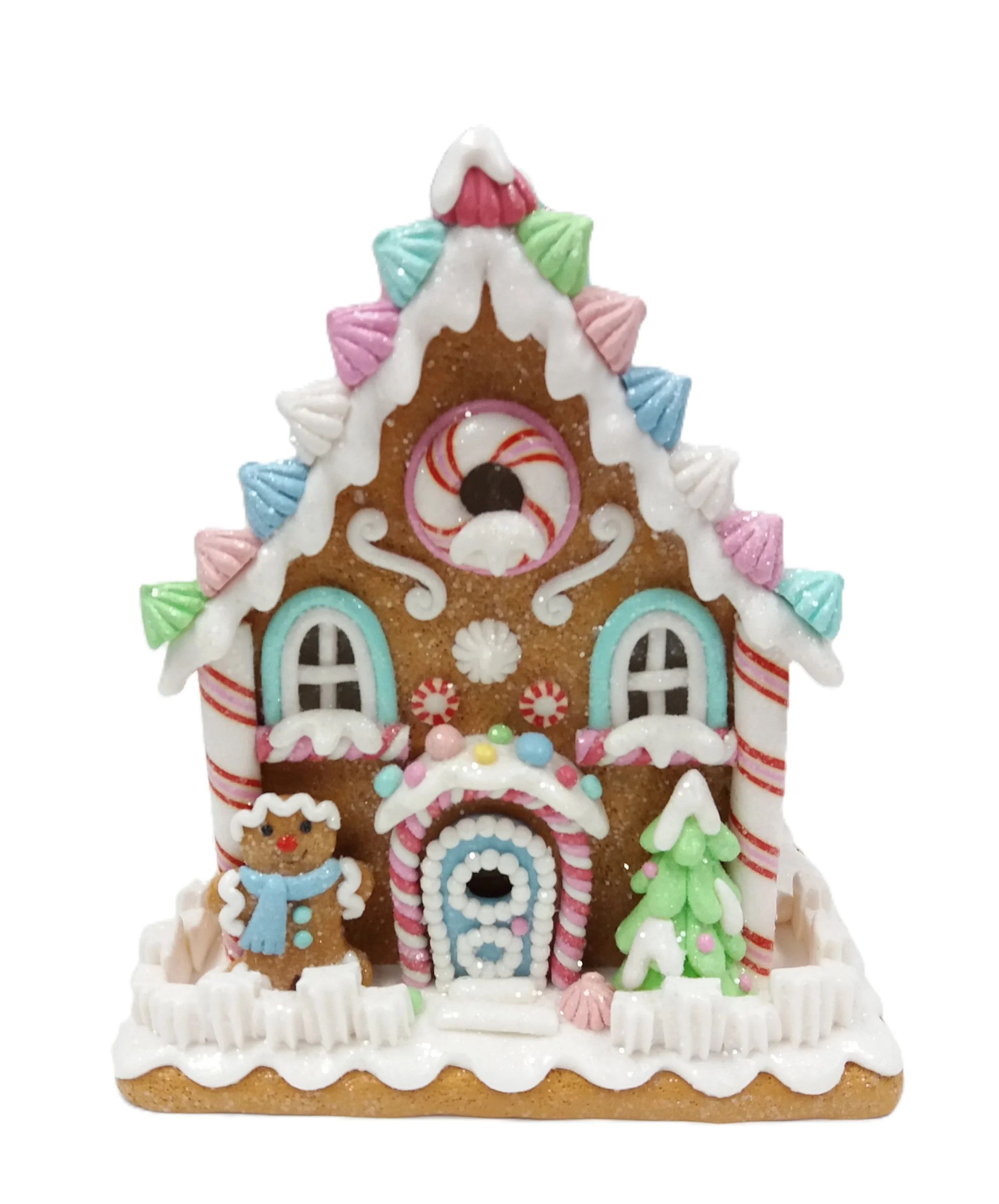 Christmas Village LED Multicolor Pastel Gingerbread House Decoration, 8", by Holiday Time | Walmart (US)