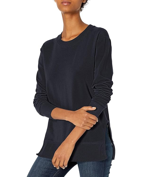 Daily Ritual Women's Long-Sleeve Crewneck Sweatshirt with Side Cutouts | Amazon (US)