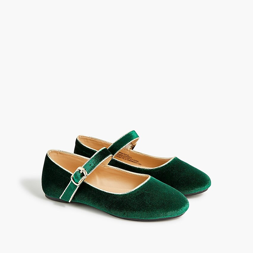 Girls' velvet-strap flats | J.Crew Factory
