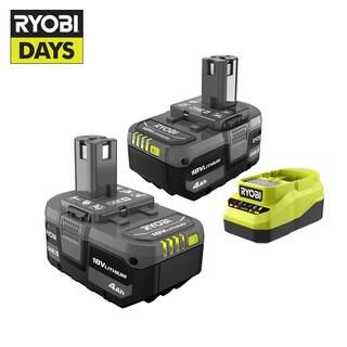 RYOBI ONE+ 18V Lithium-Ion 4.0 Ah Battery (2-Pack) and Charger Kit-PSK006 - The Home Depot | The Home Depot