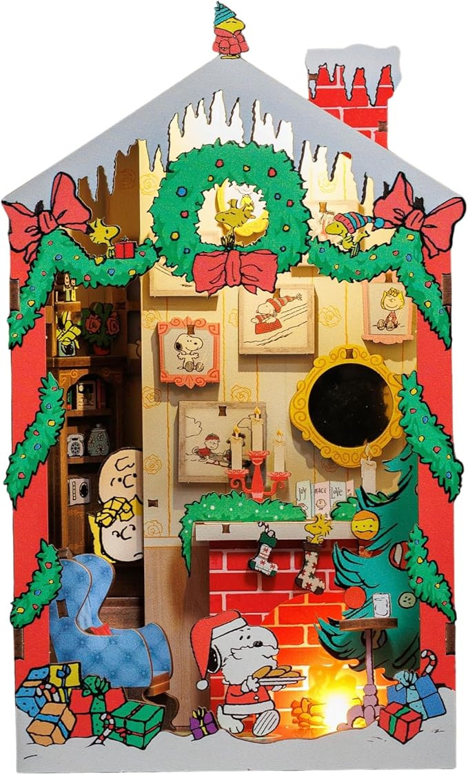 Hands Craft Peanuts Christmas Book Nook Kit. Touch-Sensitive LED Light-Up Holiday House, 3D Woode... | Amazon (US)