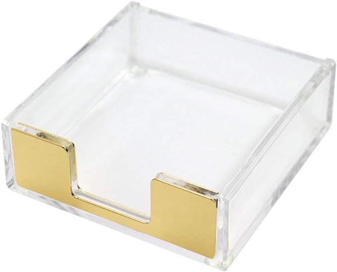 Clear Gold Sticky Note Pad Holder for Desk, Memo Holder Paper Dispenser, Multibey Acrylic Desktop... | Amazon (CA)