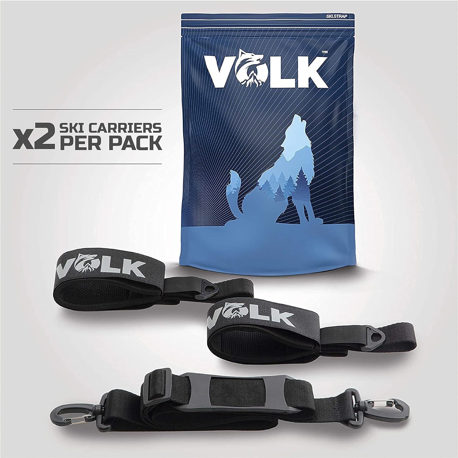 Volk Ski Strap and Pole Carrier - 2 Sets per Pack - Skiing Accessory for Easy Transportation of Your | Amazon (US)