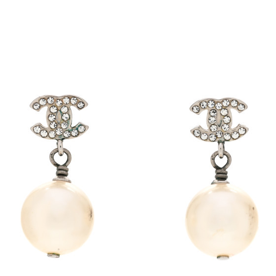 chanel crystal CC pearl earrings | FASHIONPHILE (US)