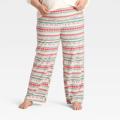 Women's "Let it Snow" Fair Isle Microfleece Holiday Matching Family Pajama Pants - Wondershop™ ... | Target