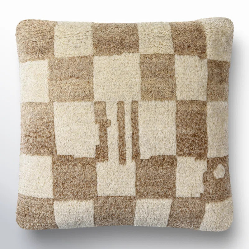 Raven Checkered Wool Throw Pillow | Wayfair North America