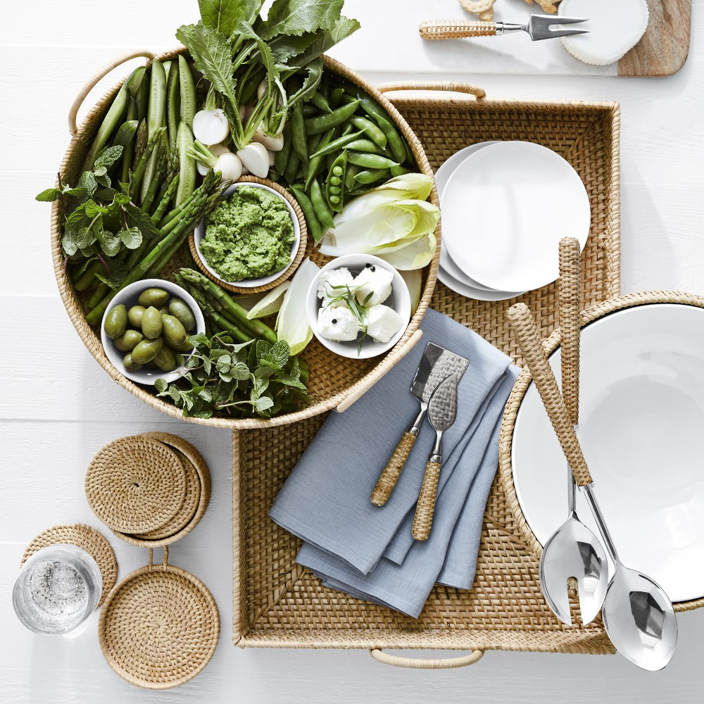 Light Woven Salad Bowl & Servers | Williams-Sonoma