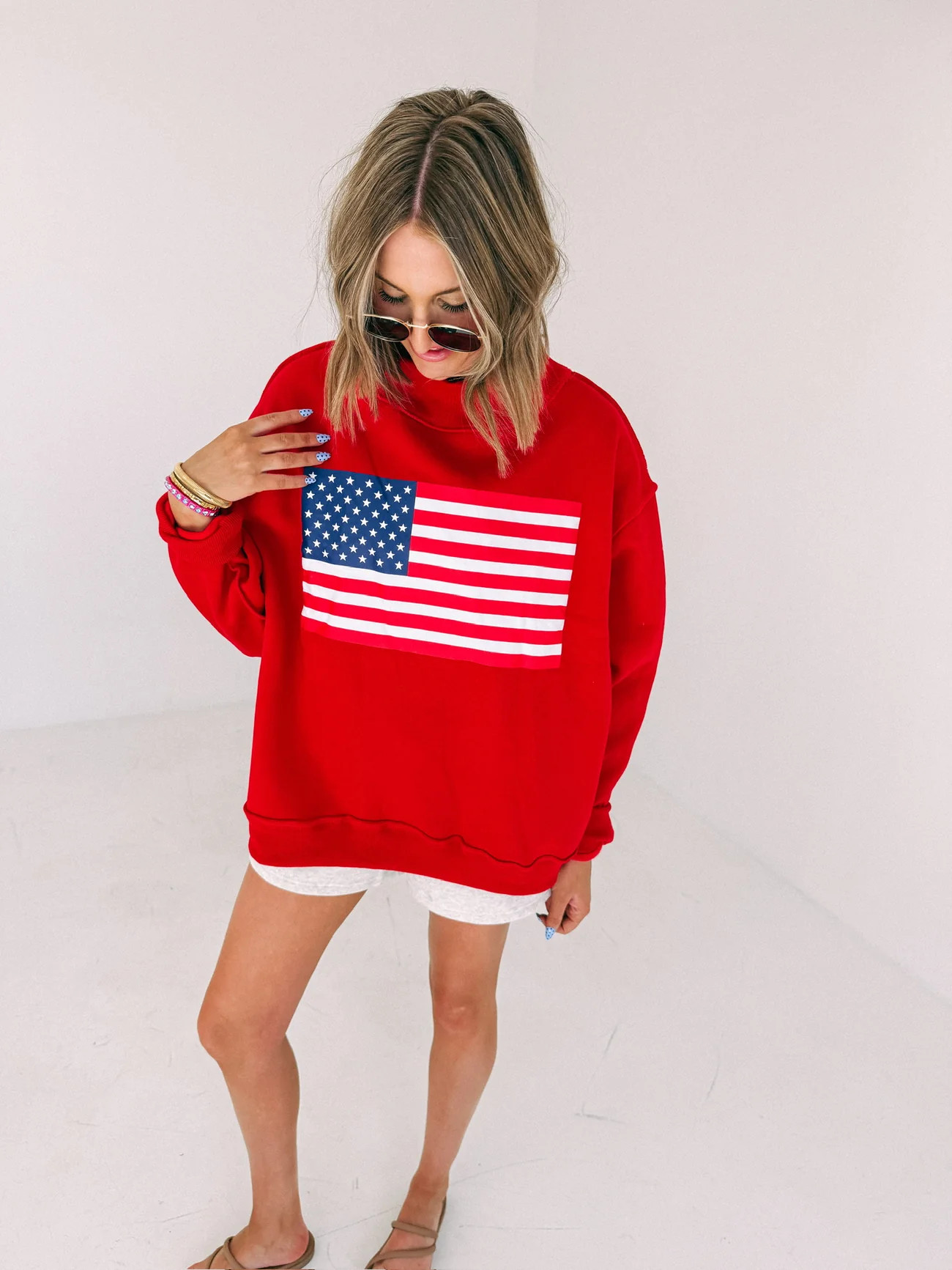 reversible flag / USA mock neck - red | Etta+East