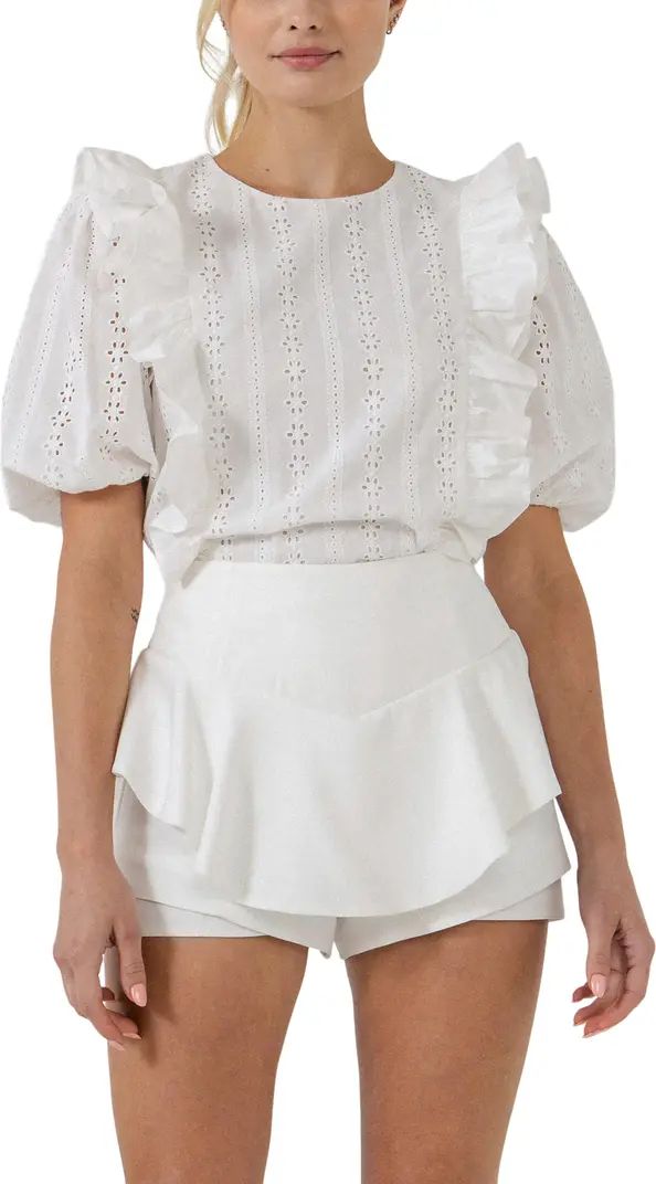 English Factory Eyelet Ruffle Cotton Top | Nordstrom | Nordstrom