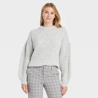 Women's Crewneck Textured Pullover Sweater - A New Day™ | Target