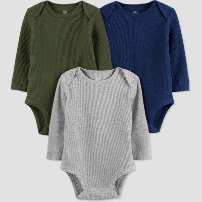 Baby Boys' 3pk Solid Bodysuit - Just One You® made by carter's Green/Gray/Blue | Target