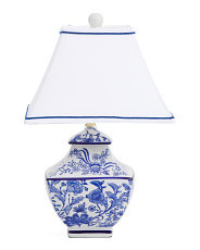 19.5in Floral Metallic Accented Table Lamp With Linen Shade | Bedroom | Marshalls | Marshalls