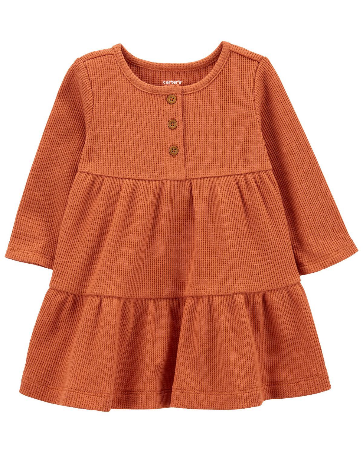 Orange Baby Long-Sleeve Tiered Thermal Dress | carters.com | Carter's