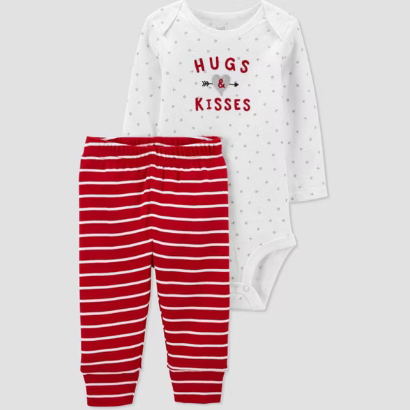 Baby 2pc 'Hugs and Kisses' Top and Bottom Set - Just One You® made by carter's White/Red | Target