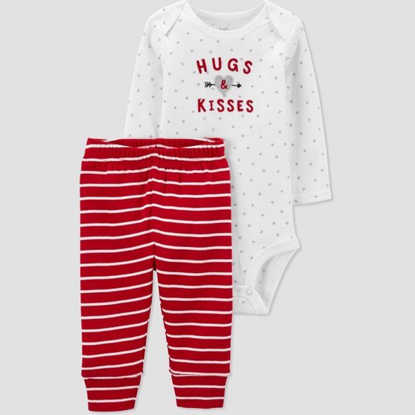 Baby 2pc 'Hugs and Kisses' Top and Bottom Set - Just One You® made by carter's White/Red | Target
