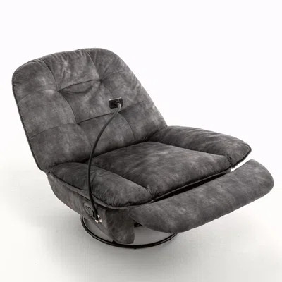 Natural Recliner, Reclining Lazy Chair, Mobile Phone Holder, Large And Comfortable Reading Chair, Swivel Gliding Rocking Chair, Gold-Stamped Velvet | Wayfair North America