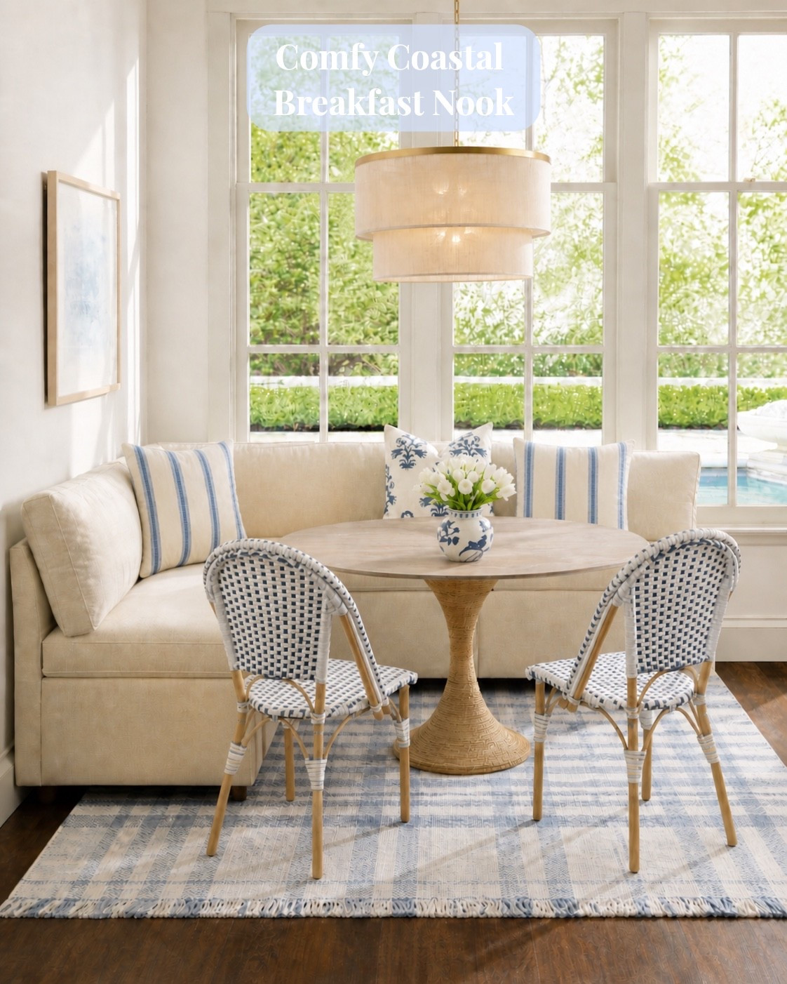 Leaning into cushy, cozy comfort, this dining nook combines all of the elements we love the best with plush seating, woven textures and hardy bistro seating that can go in or outdoors. Tempered with soft glow lighting, this area invites you to come and stay a while. 

Everything linked below! 
(Thumbnail Image for light fixture isn’t showing correctly but the right light fixture is linked). 

#birchlane #perigold #wayfair #sitjoy #homedepot

#LTKSeasonal #LTKHome