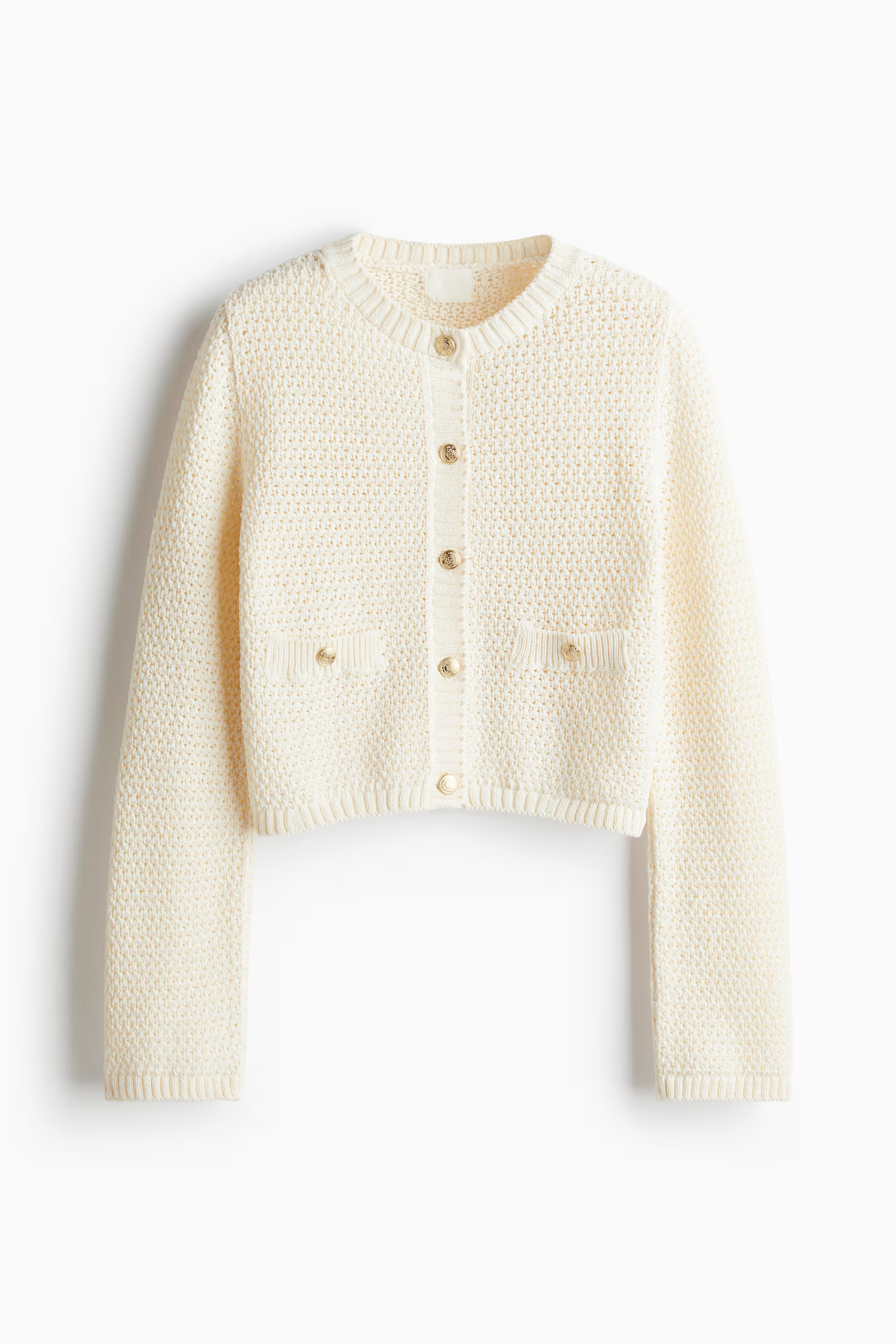 Textured-knit cardigan - Cream/Black striped - Ladies | H&M GB | H&M (UK, MY, IN, SG, PH, TW, HK)