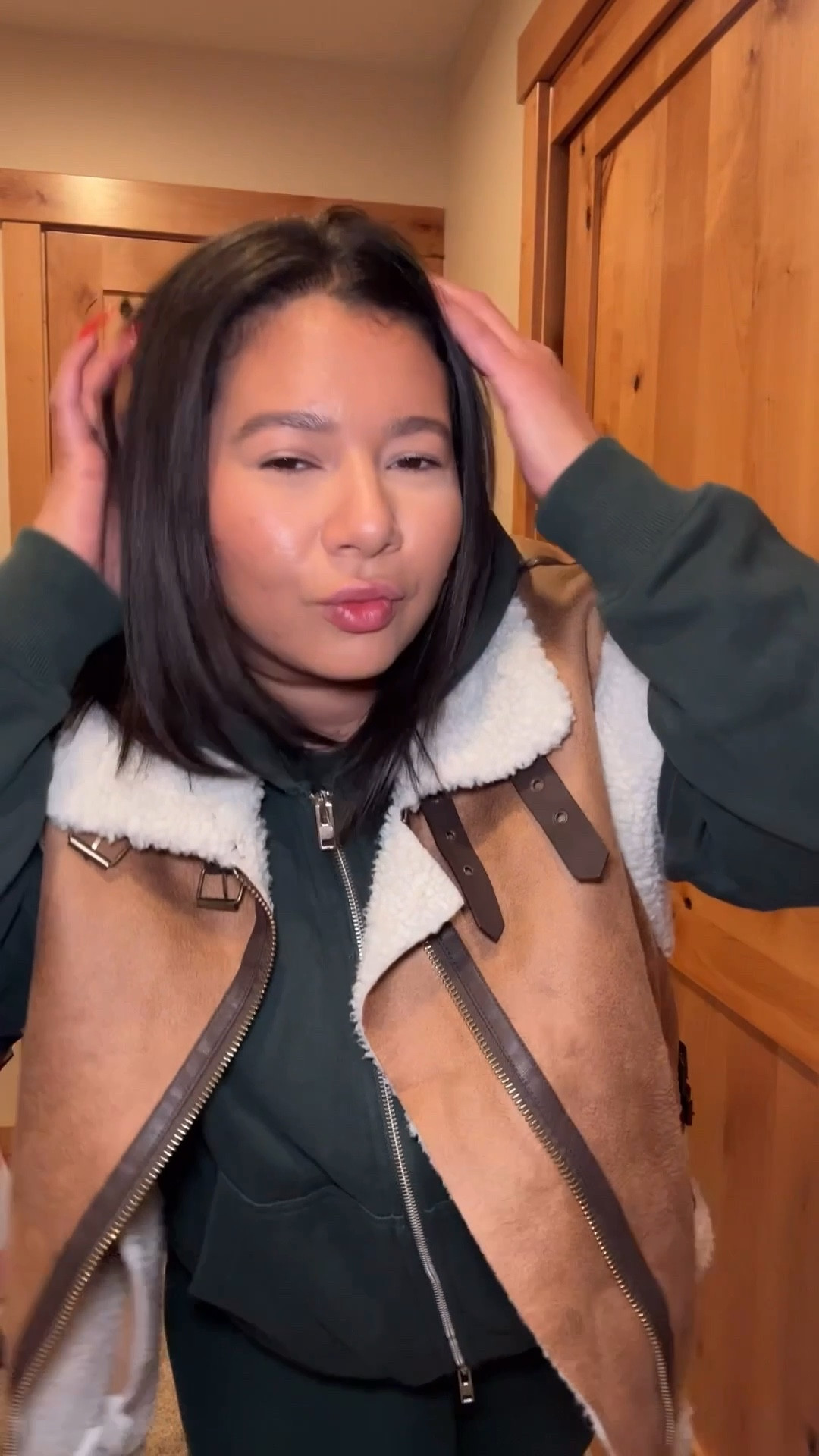 What I wore while I was in big bear. The weather was nice and chilly. 

Sherpa vest- XL/ I wanted an oversized fit 
Zip up hoodie - large / runs big / men’s sweater 
Leggings - large / they fit good- I normally get a medium from my Amazon ones but I didn’t know how these would fit. Super comfortable 
Snow boots- 8.5/ tts 

Winter outfit 
Casual outfit 
Snow outfit 
Winter coat 
Sherpa vest 
Midsize fashion 
Midsize outfit 
Mom outfit idea 

#LTKootd #LTKMidsize #LTKPetite

#LTKootd #LTKPetite #LTKMidsize