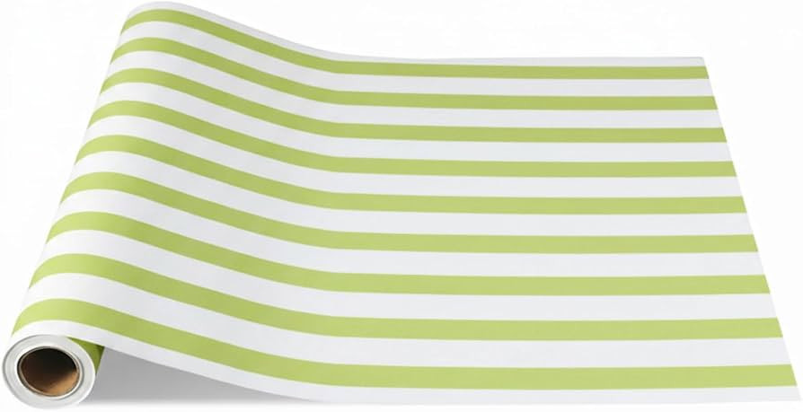 AmazingSpark Light Green Striped Table Runner Roll - 25' Long X 16" Wide Disposable Paper Cabana ... | Amazon (US)