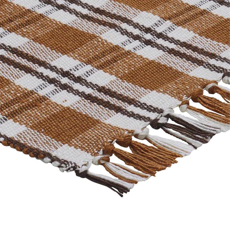 My Texas House Fall Taupe Plaid Indoor/Outdoor Layering Rug, 38" x 58" | Walmart (US)