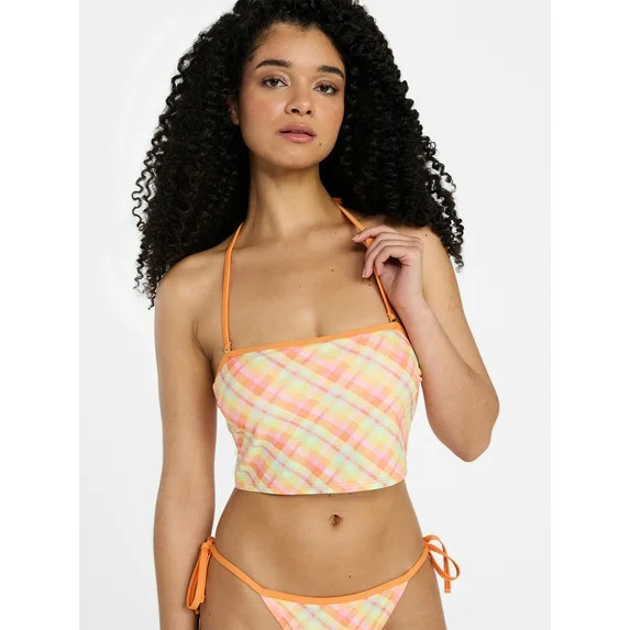No Boundaries Plaid Print Tankini Swim Top, Women’s XXS-XXL | Walmart (US)