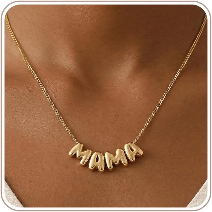 SLOONG Mama Necklace Letter Necklace 18K Gold Plated Dainty Mother and Daughter Matching Gift for... | Amazon (US)