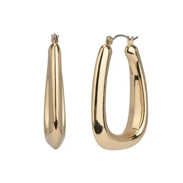 Time and Tru Adult Women's Gold Tone Wide Click Top Metal Hoop Earring | Walmart (US)