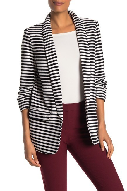 Catherine Catherine MalandrinoTextured Knit Ruched Sleeve Blazer | Nordstrom Rack