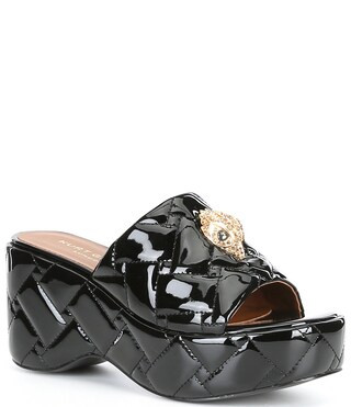 Kensington Quilted Leather Patent Eagle Head Platform Sandals | Dillard's