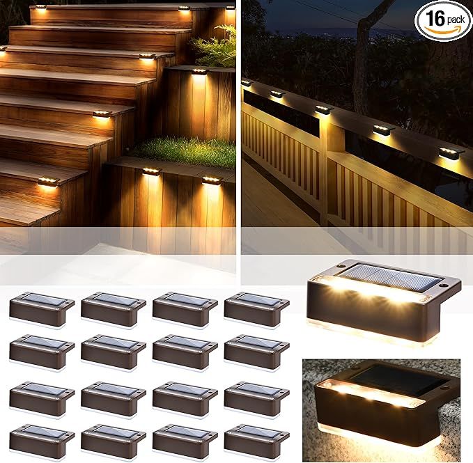 SOLPEX Solar Fence Lights, 6 LEDs Solar Lights Outdoor Waterproof Solar Powered for Deck, Stair, ... | Amazon (US)