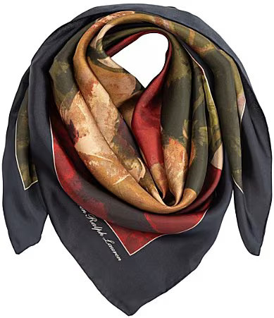 Lauren Ralph Lauren Fall Roses Square Scarf - Navy | Dillard's