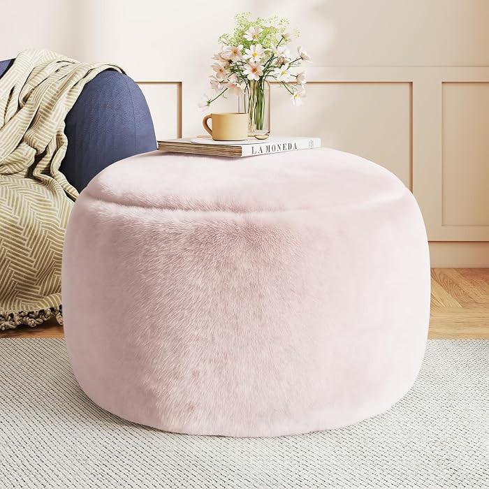 Gericco Round Stuffed Pouf Ottoman for Foot Rest, A Round Modern Foam Filled Poufs, Floor Chair f... | Amazon (US)
