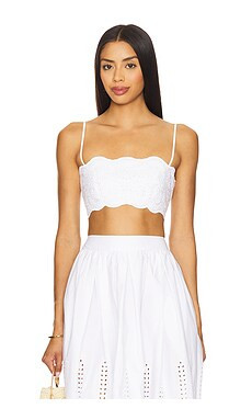 Susana Monaco Embroidered Poplin Micro String Top in Sugar from Revolve.com | Revolve Clothing (Global)