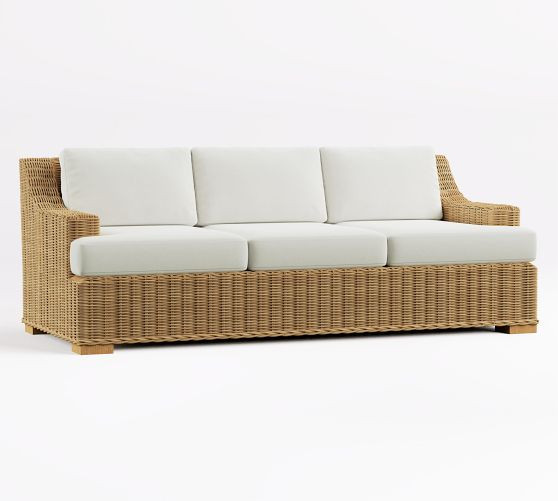 Huntington Wicker Slope Arm Outdoor Sofa (84") | Pottery Barn (US)