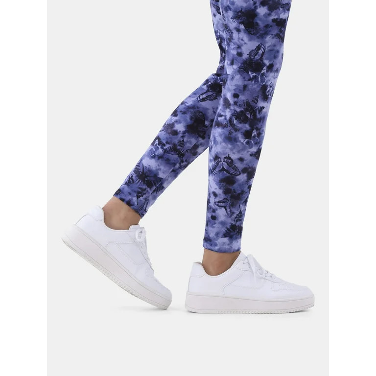 No Boundaries Platform Casual Lace Up Sneakers, Women’s, Wide Width Available | Walmart (US)