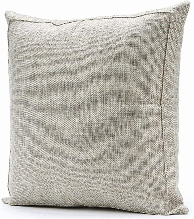 Jepeak Burlap Linen Throw Pillow Cover Cushion Case, Beige/Khaki Threads 18x18 Inch Square Farmho... | Amazon (US)