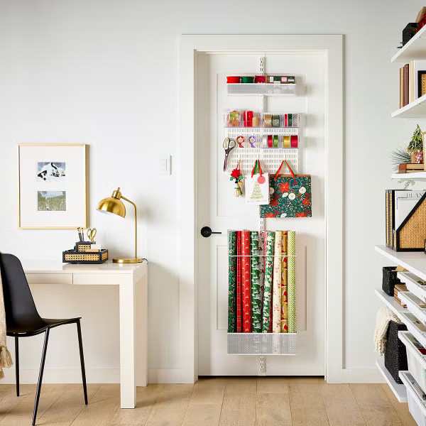 Elfa Classic Mesh Gift Wrap Door & Wall Rack | The Container Store