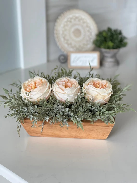 Farmhouse Bohemian Style Floral Arrangement Real Touch | Etsy | Etsy (US)