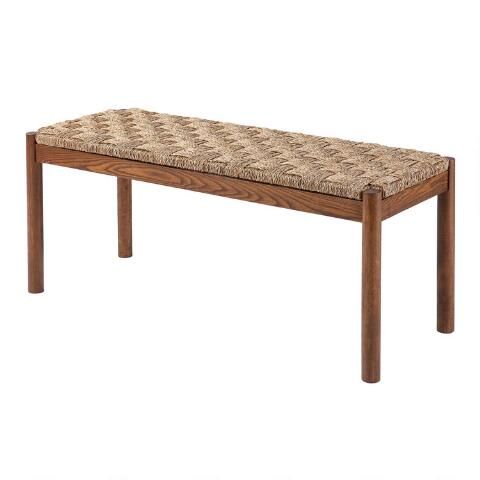 Edwards Natural Wood and Seagrass Bench | World Market
